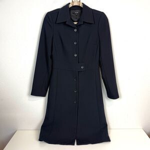 Jacob Black Midi Button Up Structured Jacket 0